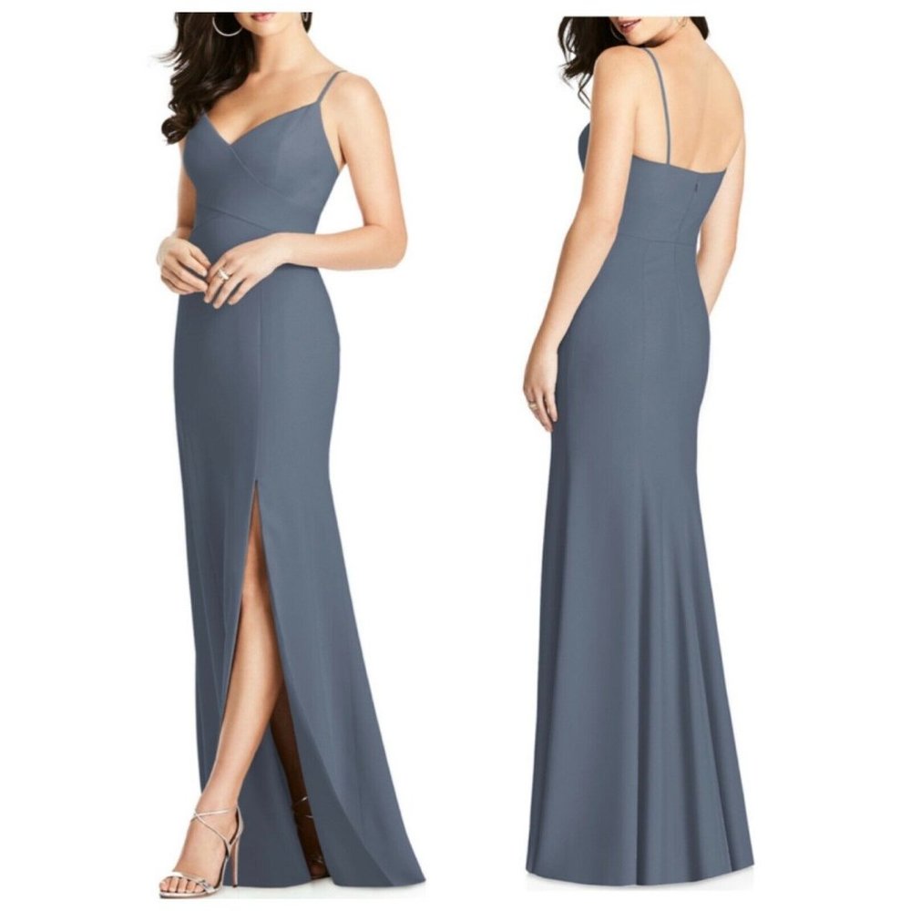 Dessy Collection Vivian Diamond Gray Evening Gown